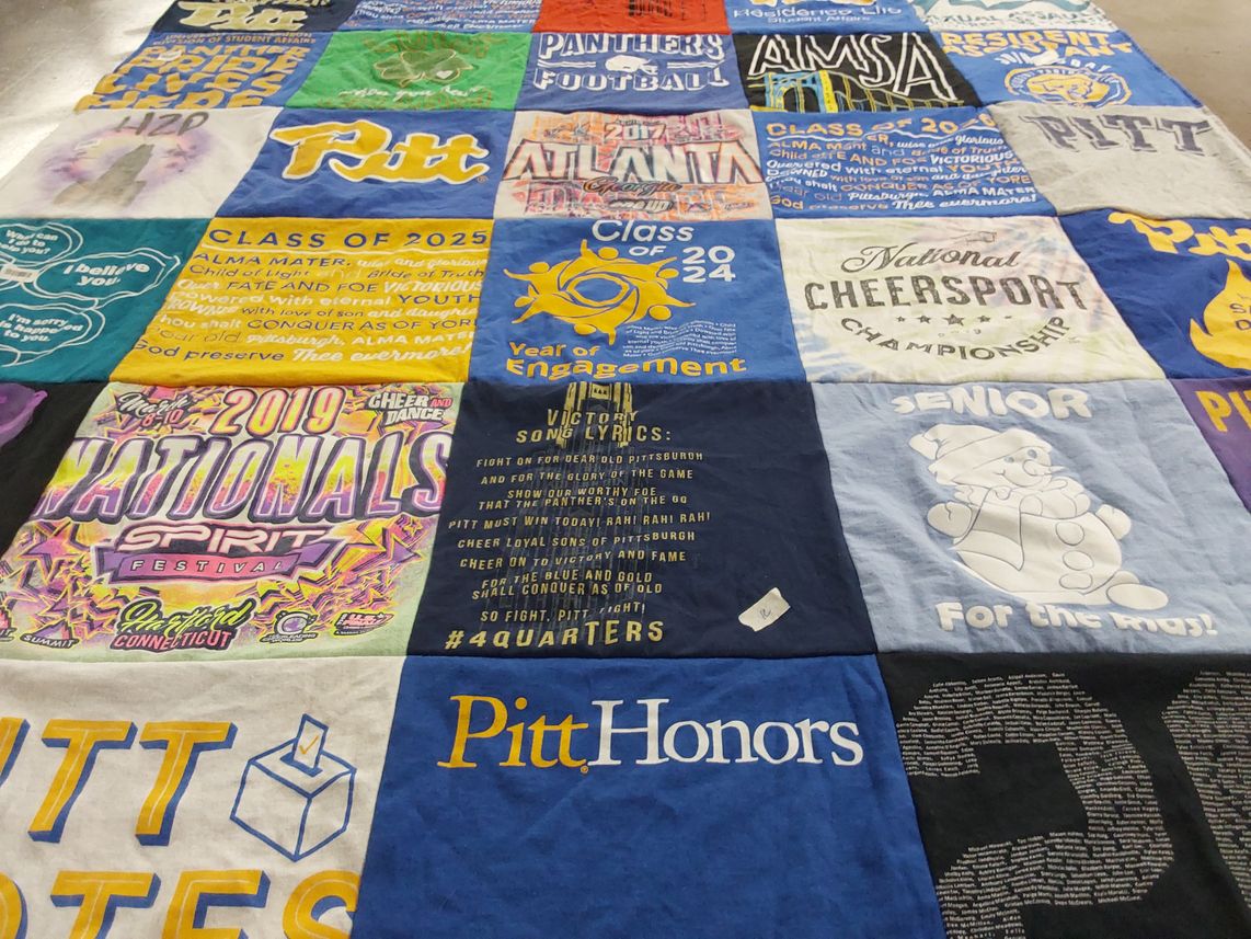 T-shirt quilt featuring panthers football team by Anna from PA