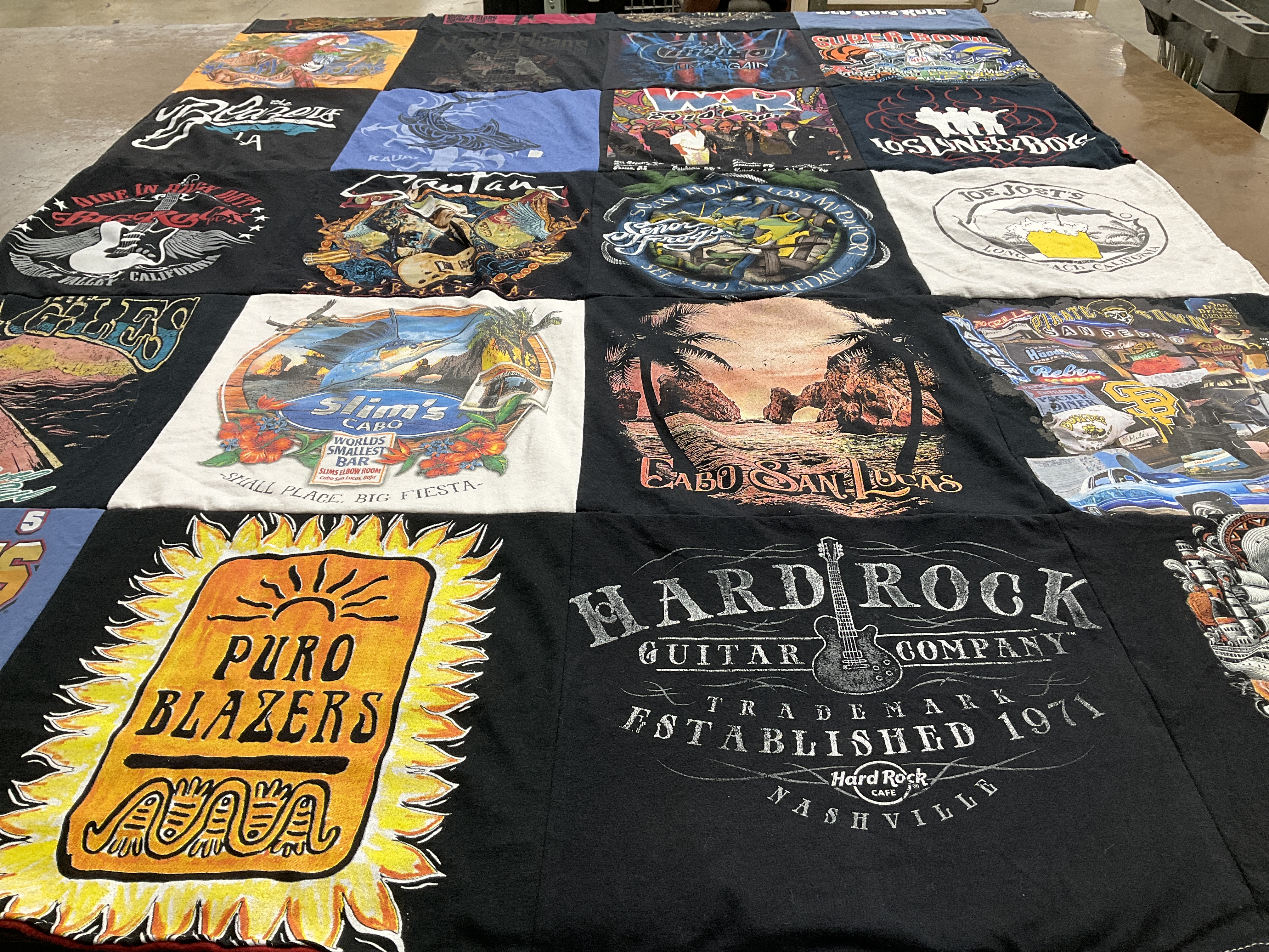 T-shirt quilt with music, bars themes by Richard from CA