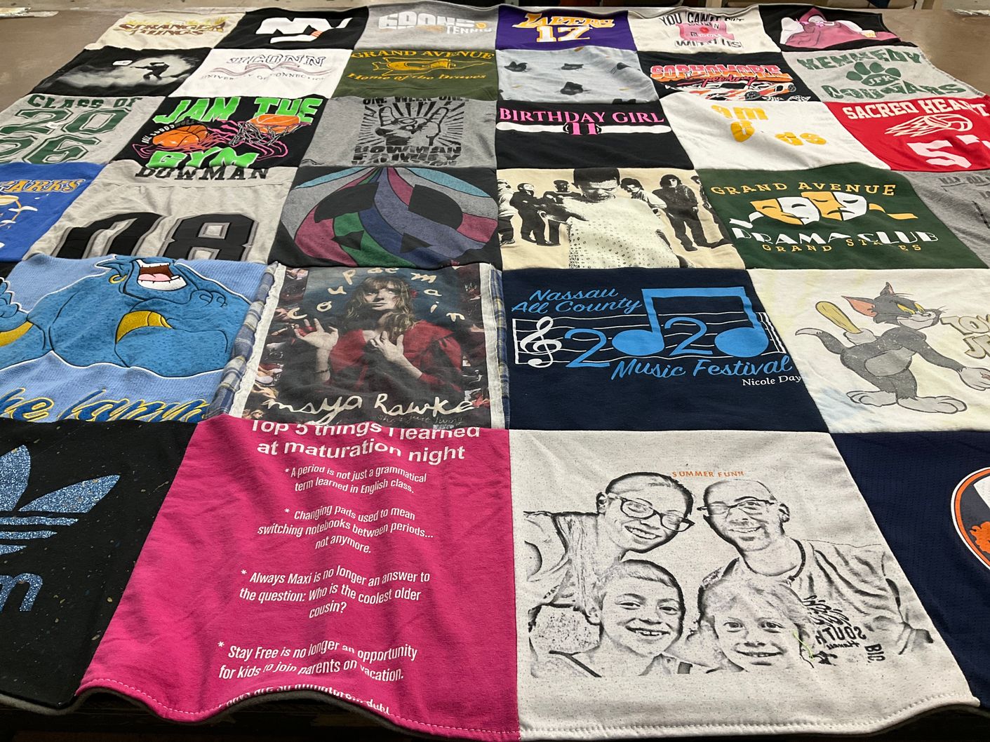 T-shirt quilt from grand avenue school by Pam from NY