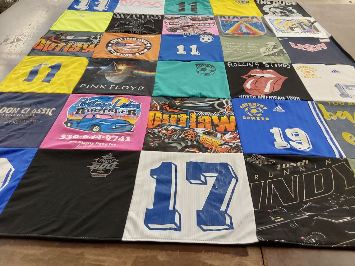 T-shirt quilt featuring covenant comets by Heather from OH