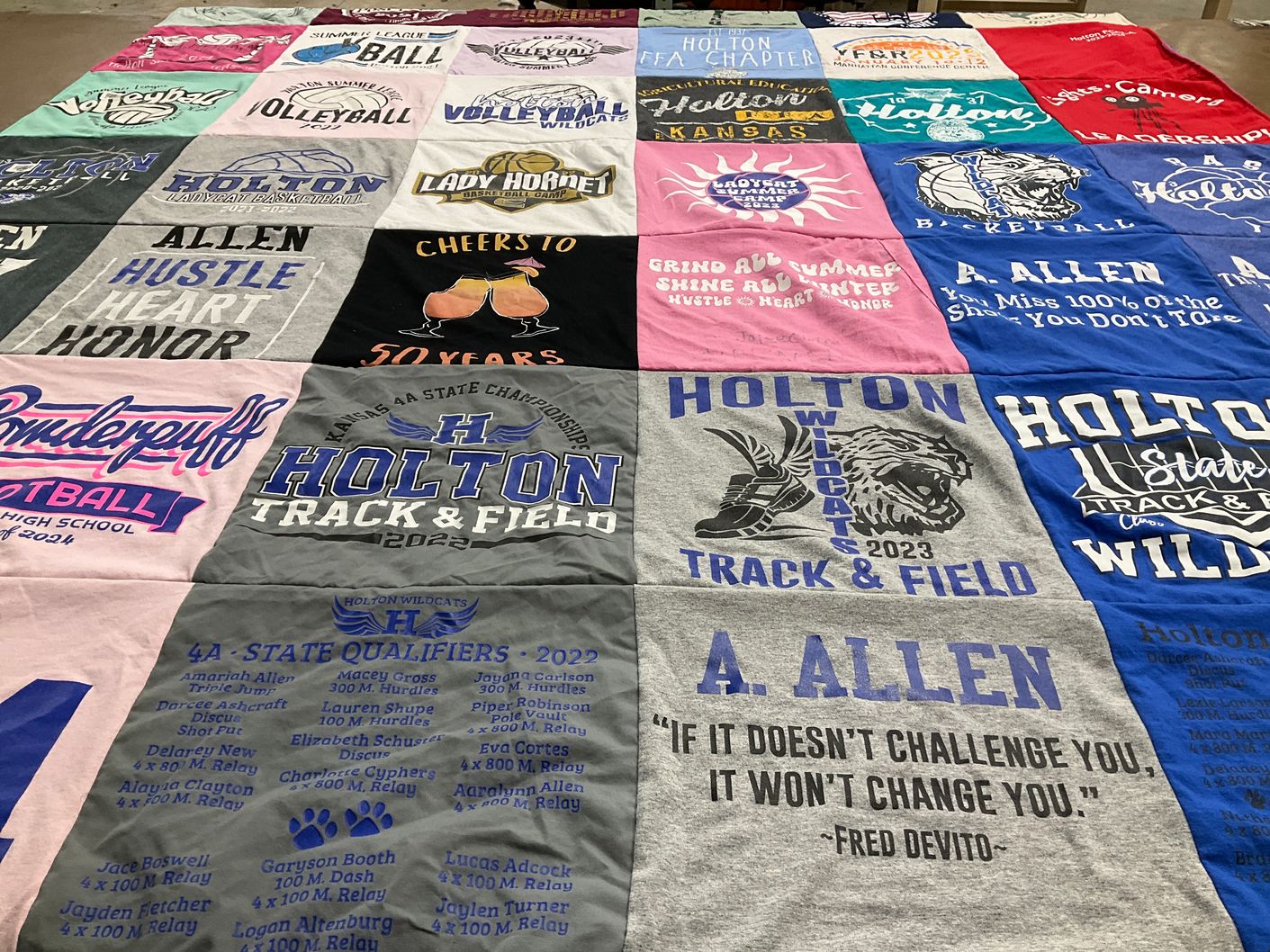 T-shirt quilt featuring holton wildcats track & field by Erika from KS