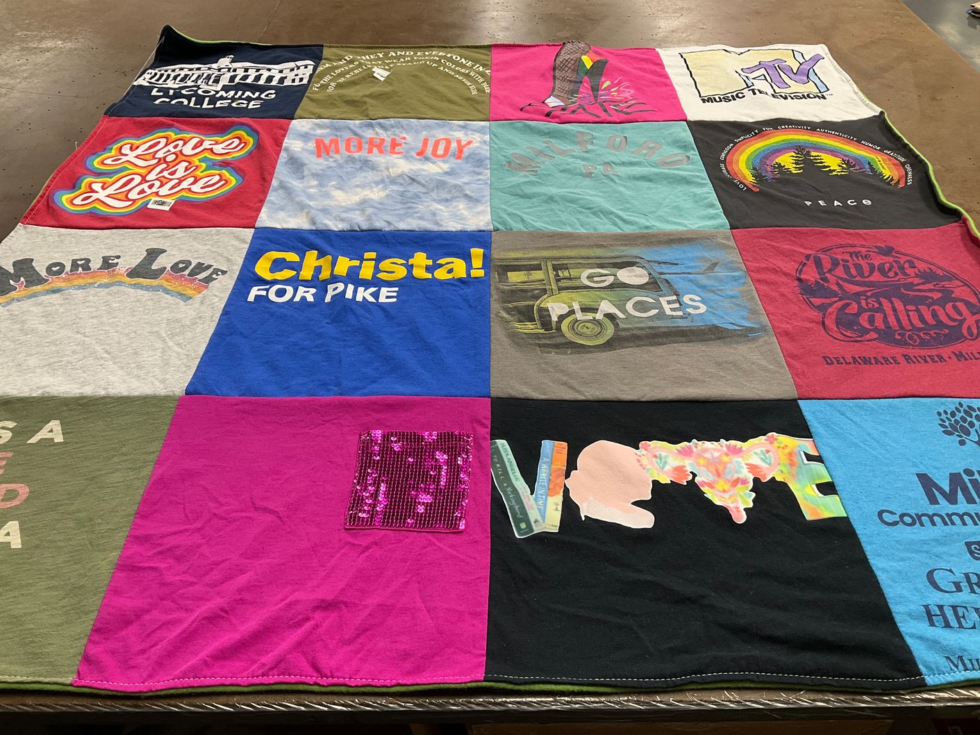 T-shirt quilt from lycoming college by Lisa from PA