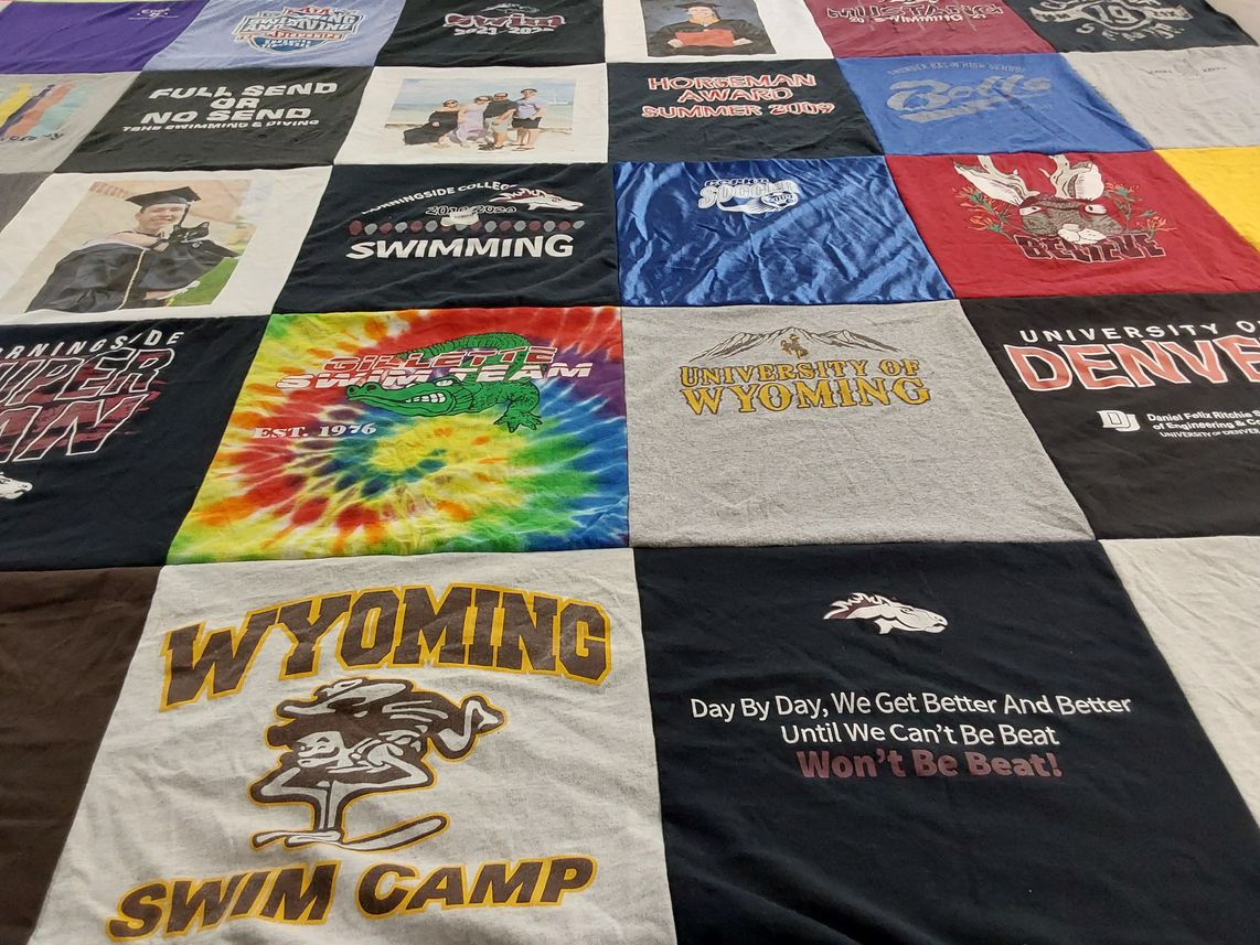 T-shirt quilt from university of wyoming, university of denver by Angel from WY