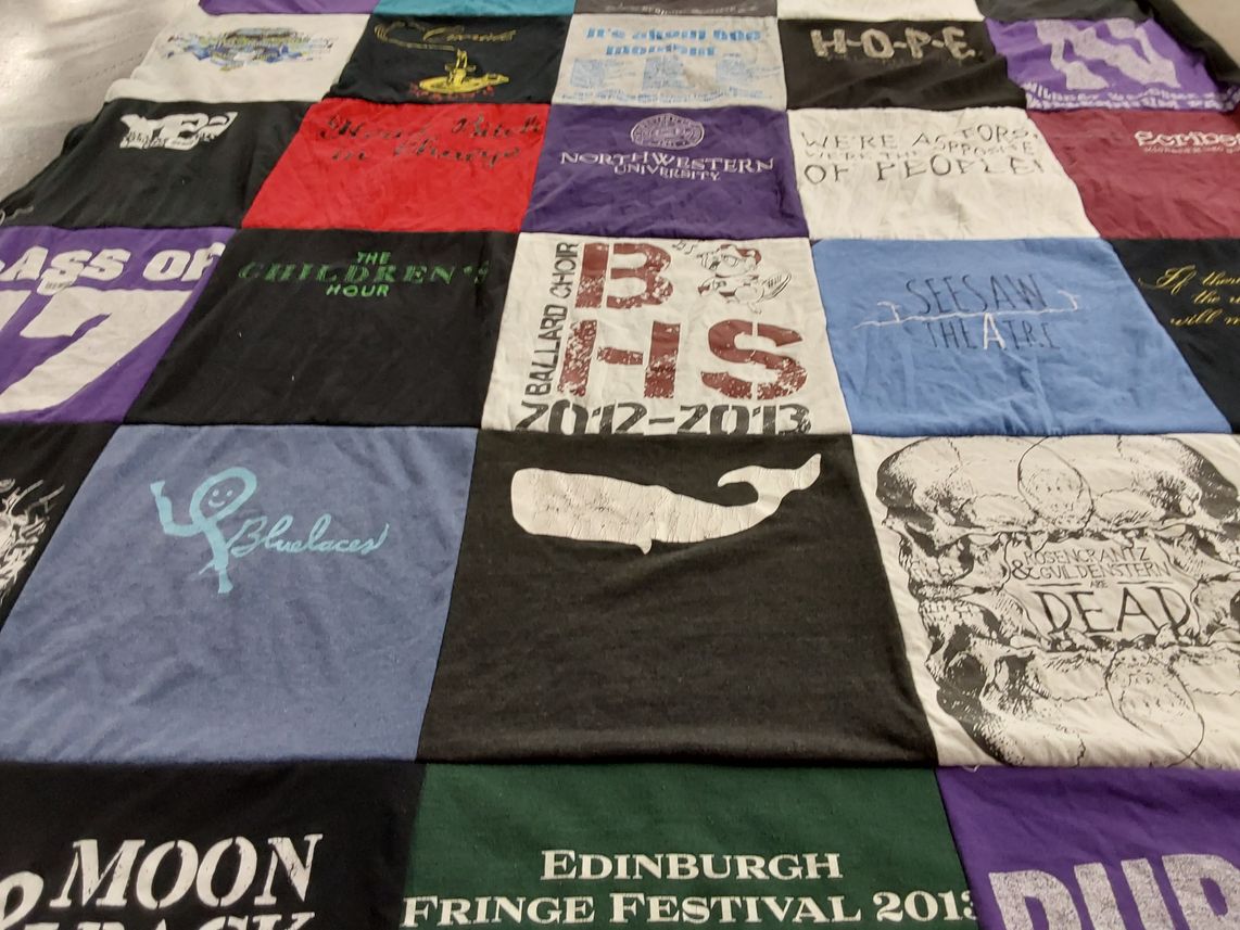 T-shirt quilt from northwestern university, ballard high school by Rebecca from WA