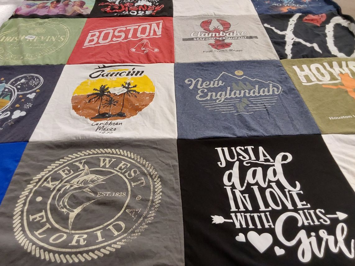 T-shirt quilt with travel, family themes by Michael from MA