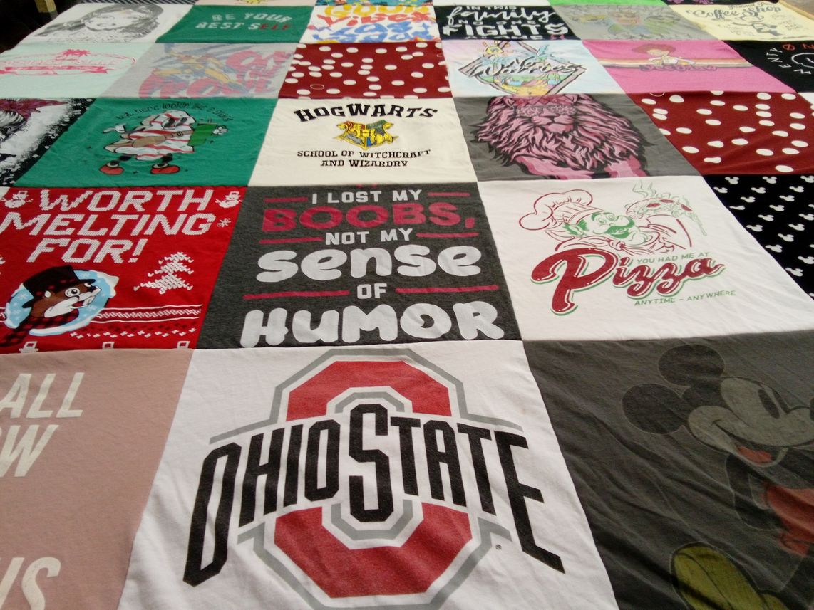 T-shirt quilt from ohio state university by Shari from TX