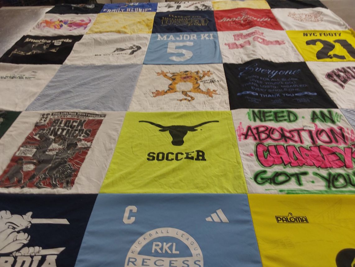 T-shirt quilt featuring black panthers, soccer by kiana from NY