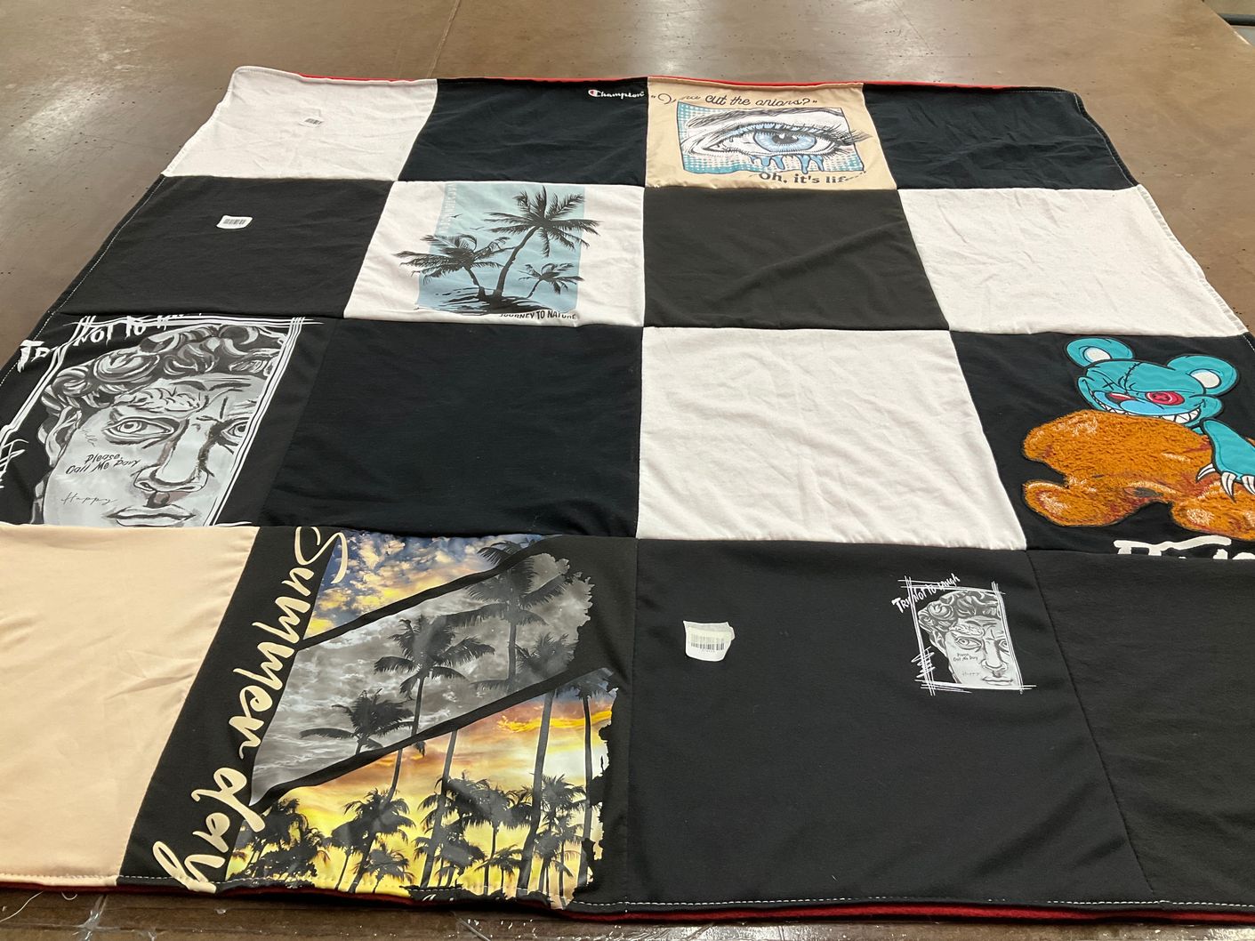 T-shirt quilt with art, beach themes by Belinda from SC