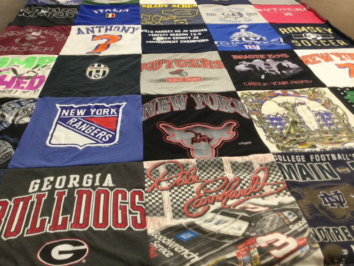 T-shirt quilt featuring new york rangers, georgia bulldogs by Melissa from NJ