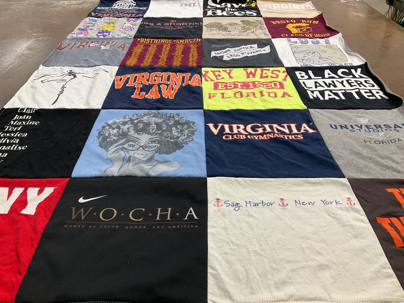 T-shirt quilt featuring virginia club gymnastics by Staci from VA