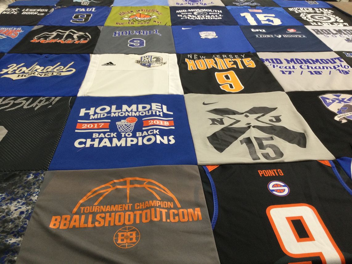 T-shirt quilt from holmdel high school by Leonore from NJ