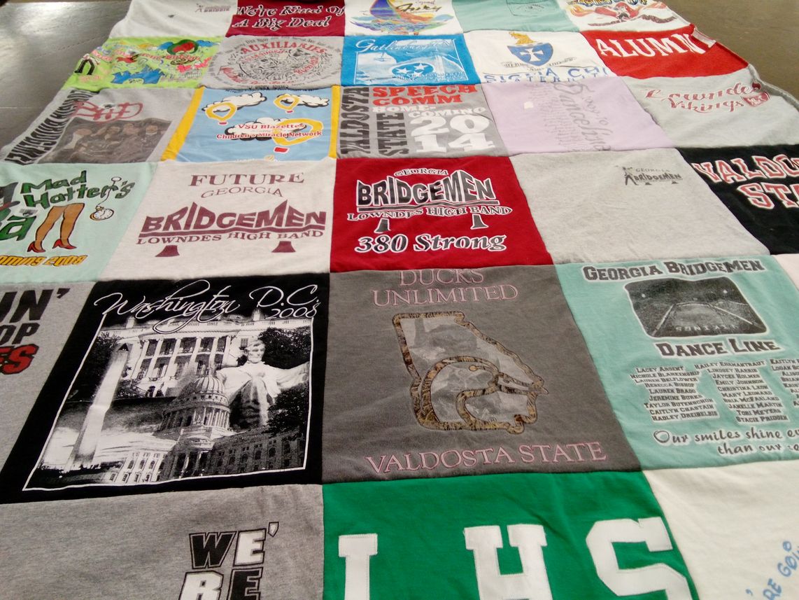 T-shirt quilt from valdosta state university, lowndes high school by dottie from GA