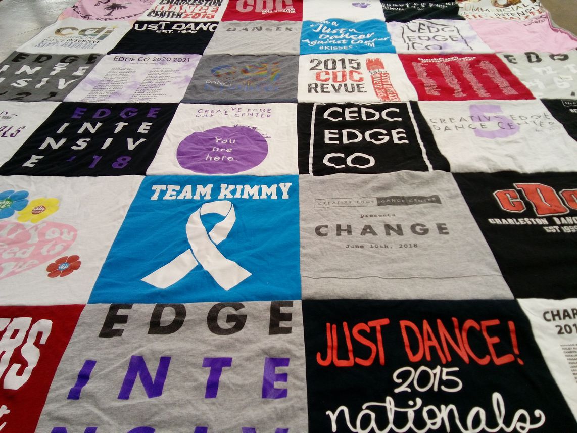 T-shirt quilt with dance, performance themes by Michelle from SC
