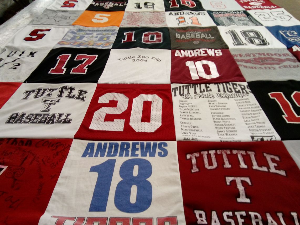 T-shirt quilt featuring tuttle tigers by Gayla from OK