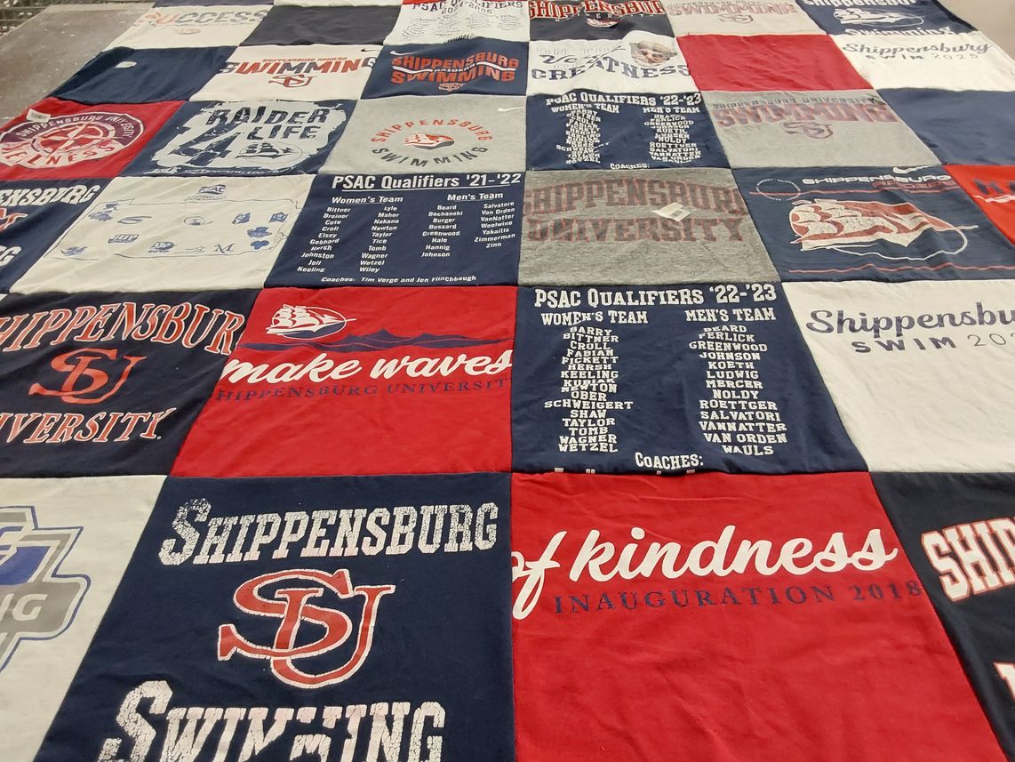 T-shirt quilt featuring shippensburg university men's team, shippensburg university women's team by Lisa from MA