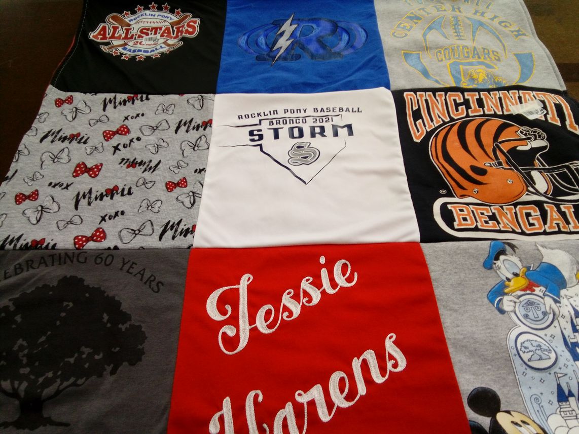 T-shirt quilt featuring cincinnati bengals, rocklin pony baseball storm by Iva from CA