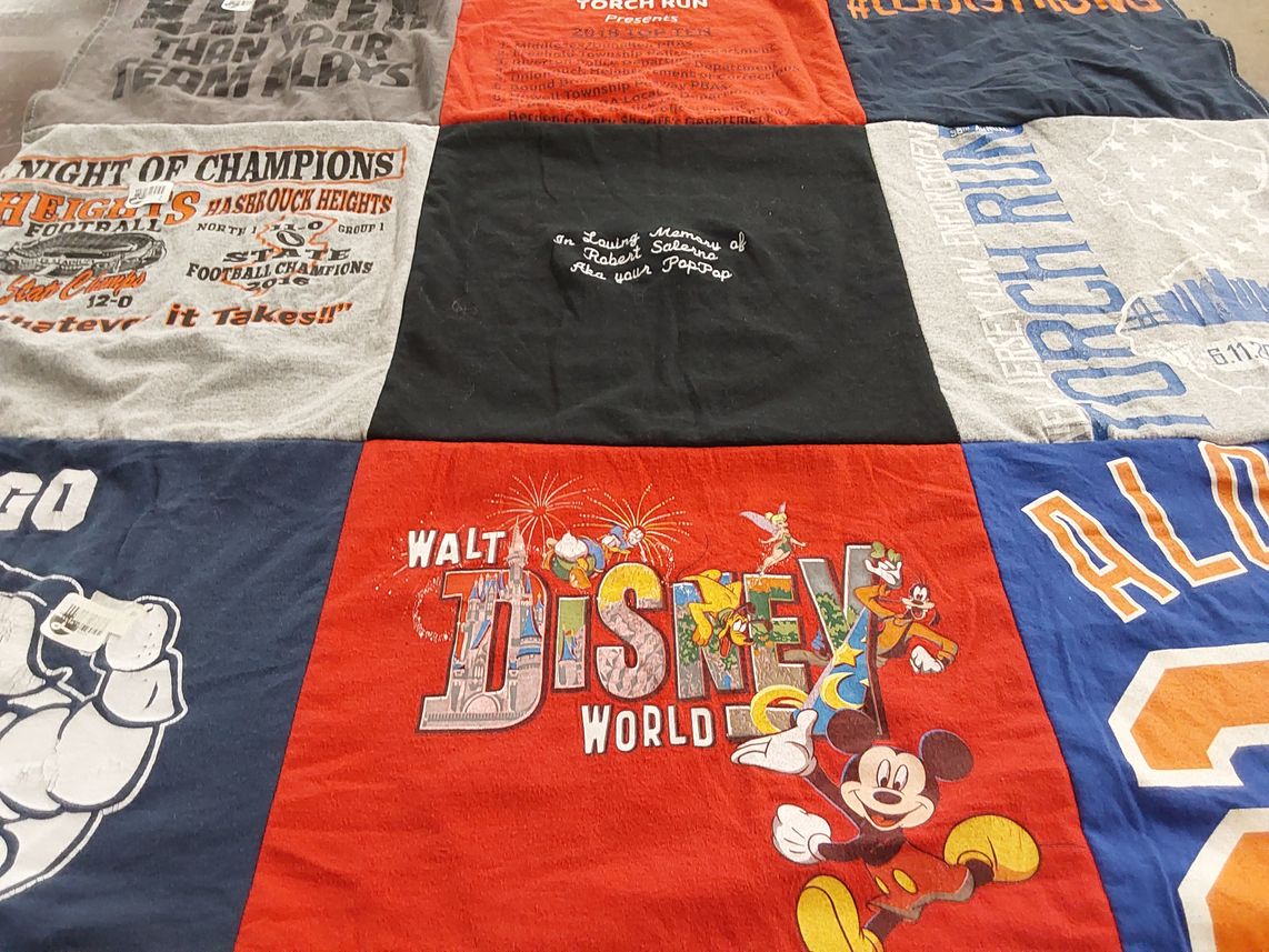 T-shirt quilt with sports, disney themes by Francine from SC