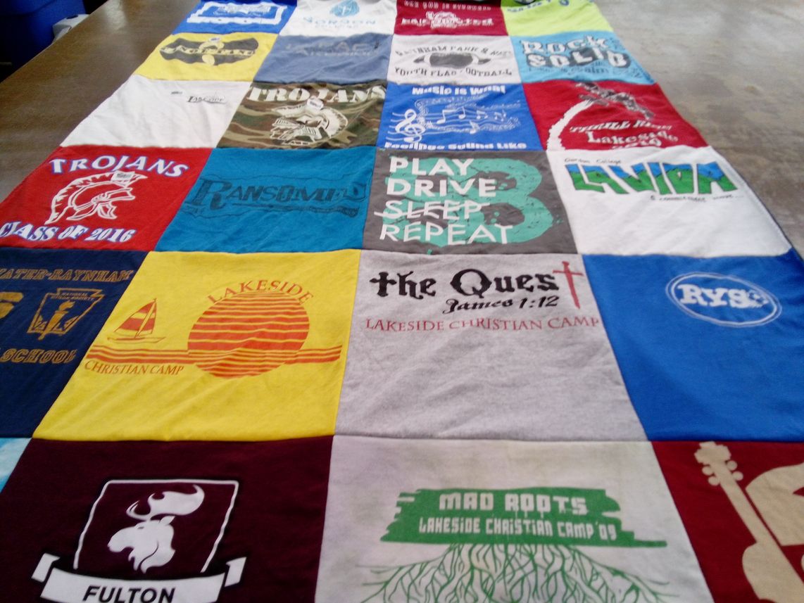 T-shirt quilt featuring trojans by Rebecca from MA