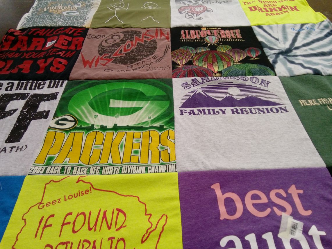 T-shirt quilt featuring green bay packers by Rebecca from CO