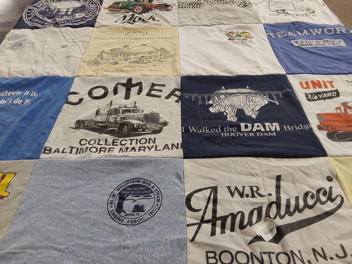 T-shirt quilt with local history themes by Dawn from TN