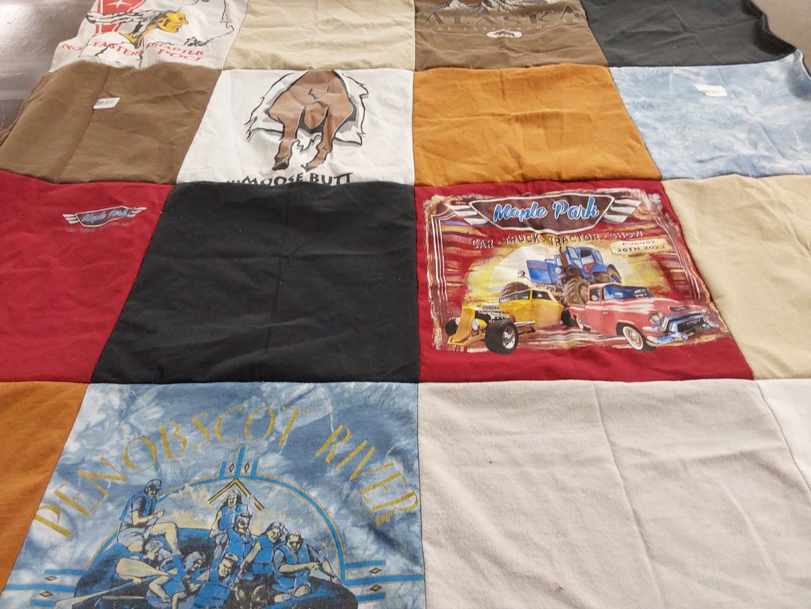 T-shirt quilt with cars, trucks themes by victoria from MA