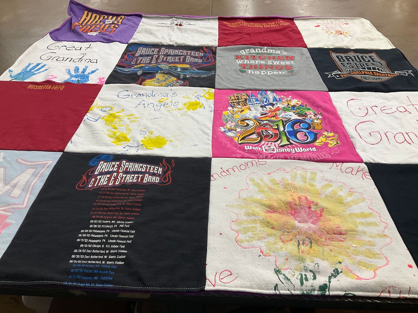 T-shirt quilt with music, disney themes by Pamela from NJ