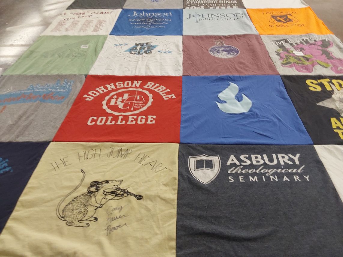 T-shirt quilt from johnson bible college, asbury theological seminary by Rachel from KY
