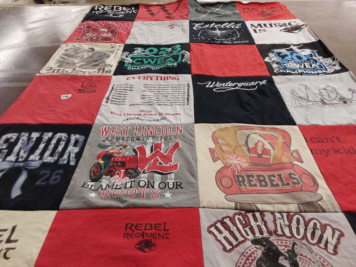 T-shirt quilt from west lincoln high school by Audra from NC