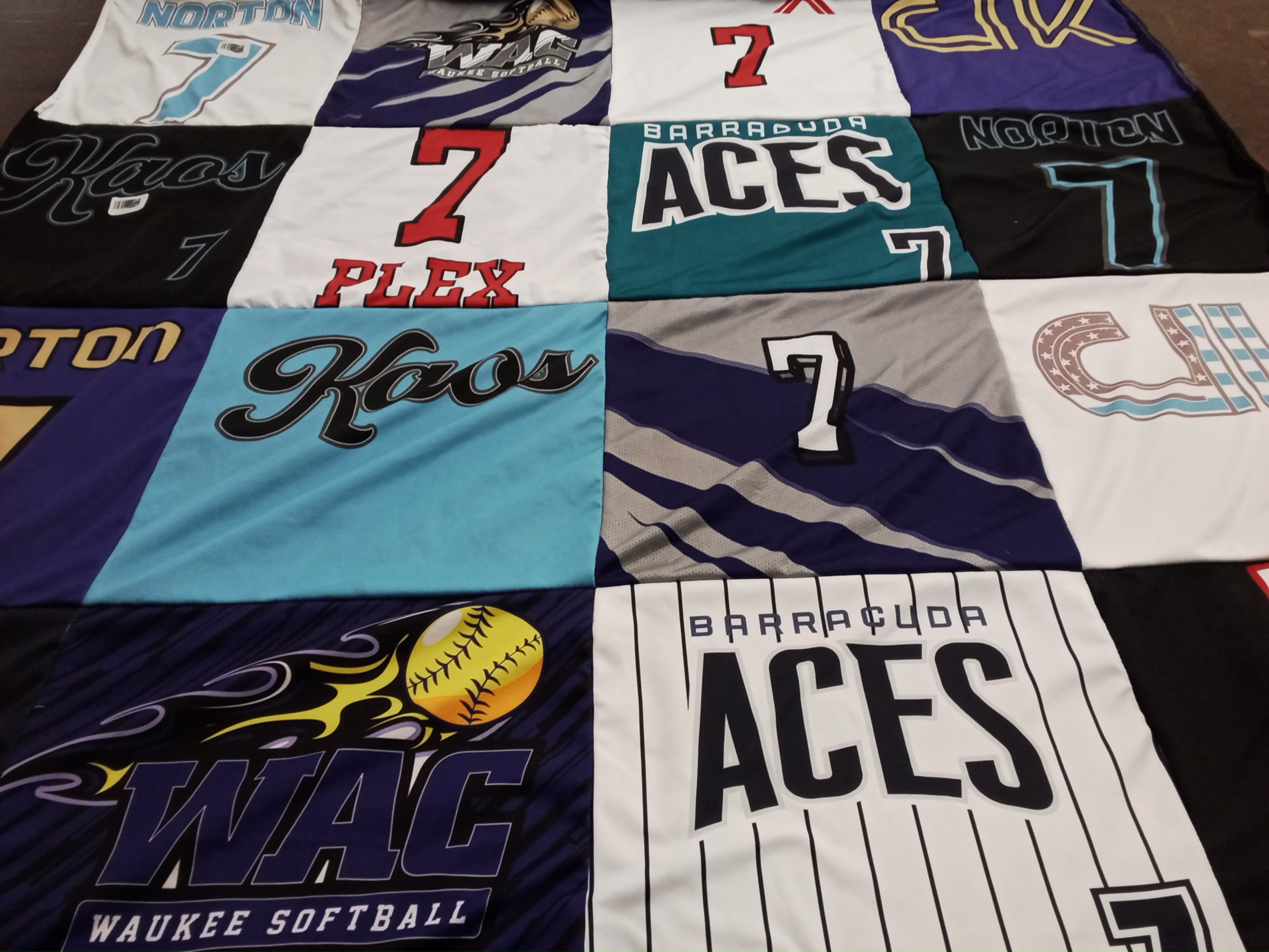 T-shirt quilt featuring waukee softball by Jenny from IA