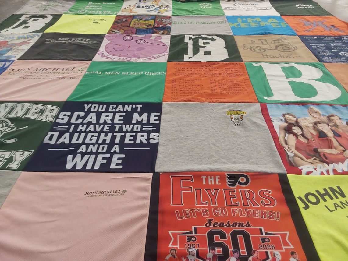T-shirt quilt featuring philadelphia flyers by Sarah from PA