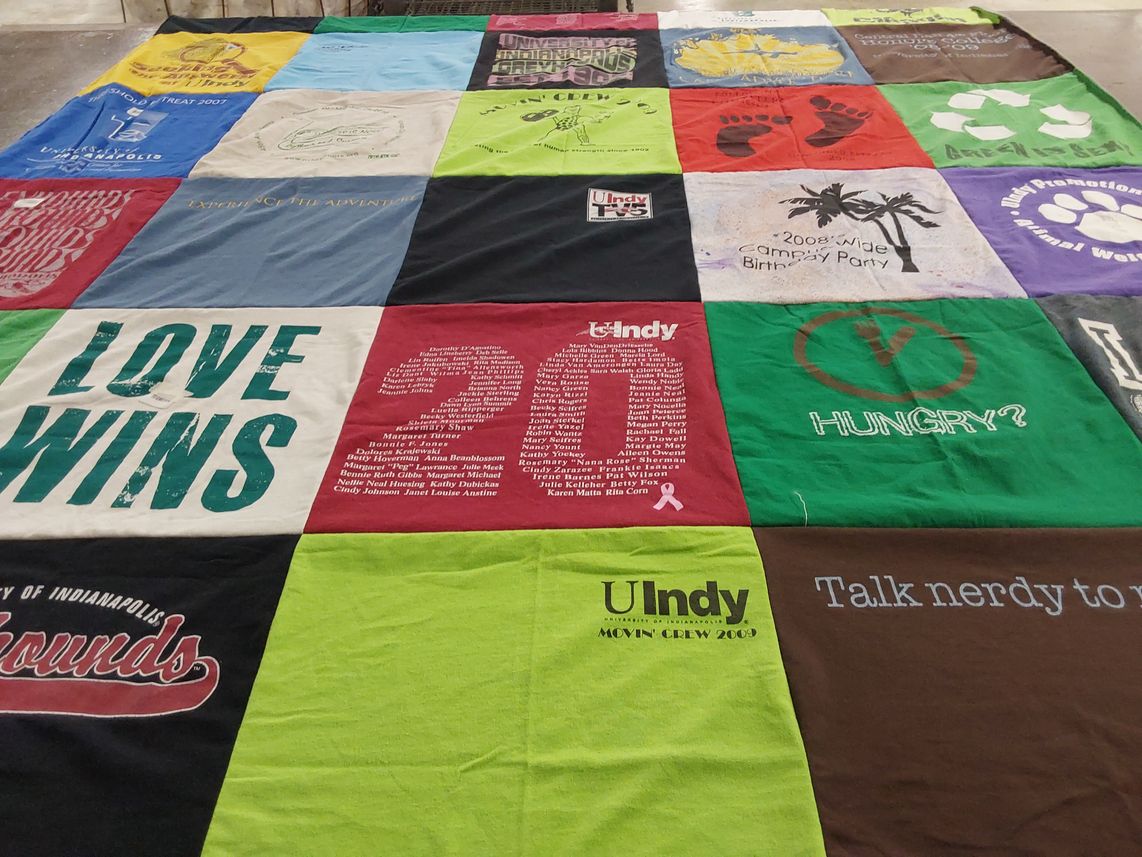 T-shirt quilt from university of indianapolis by Jessica from IN