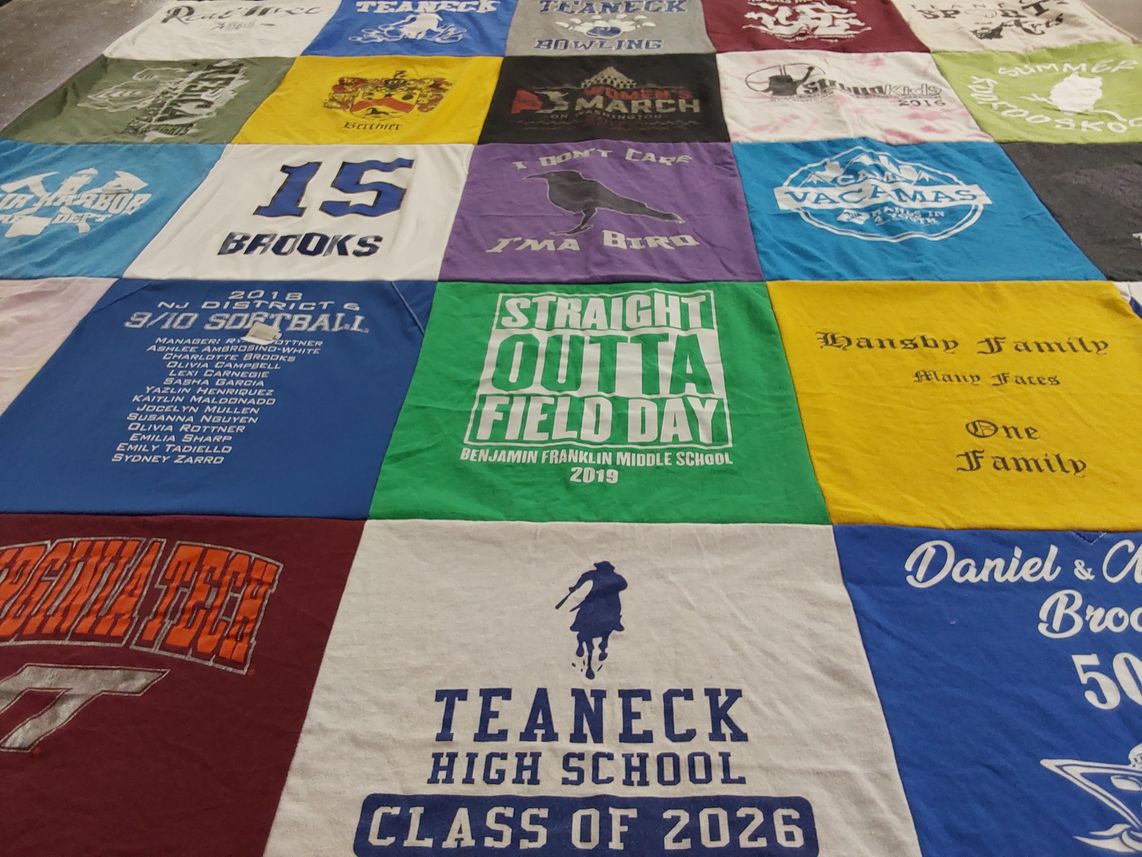 T-shirt quilt from teaneck high school, virginia tech by Ellen from NJ