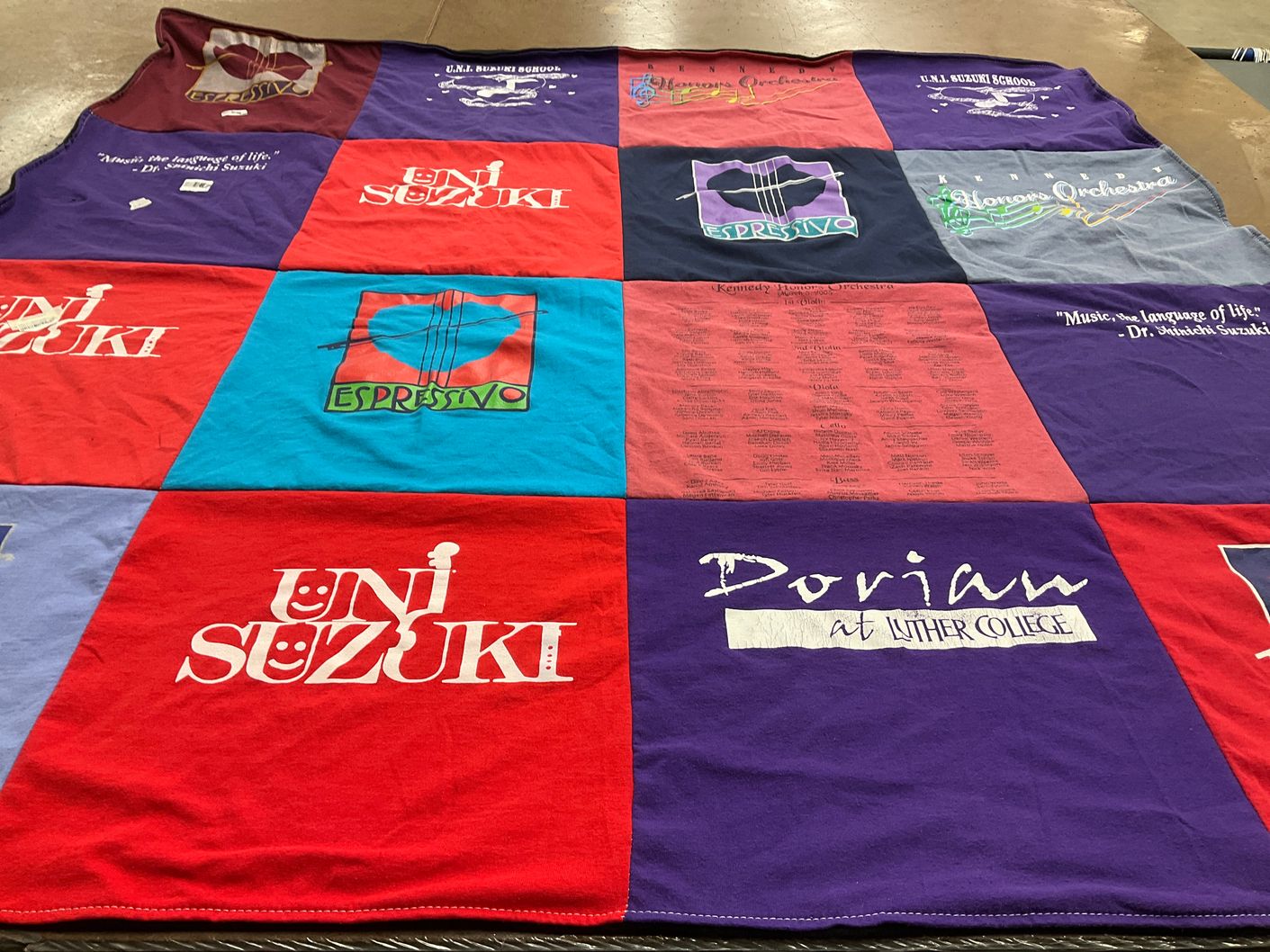 T-shirt quilt from university of northern iowa, luther college by Lisa from IA