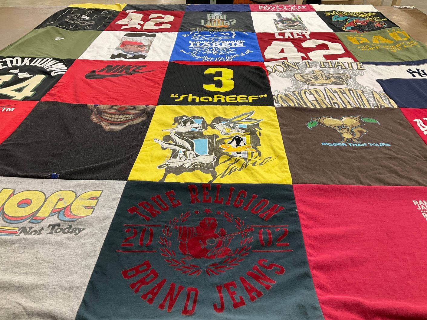T-shirt quilt with fashion, sports themes by Lisa from AL