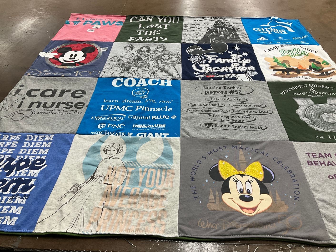 T-shirt quilt from mercyhurst university by Nicole from PA
