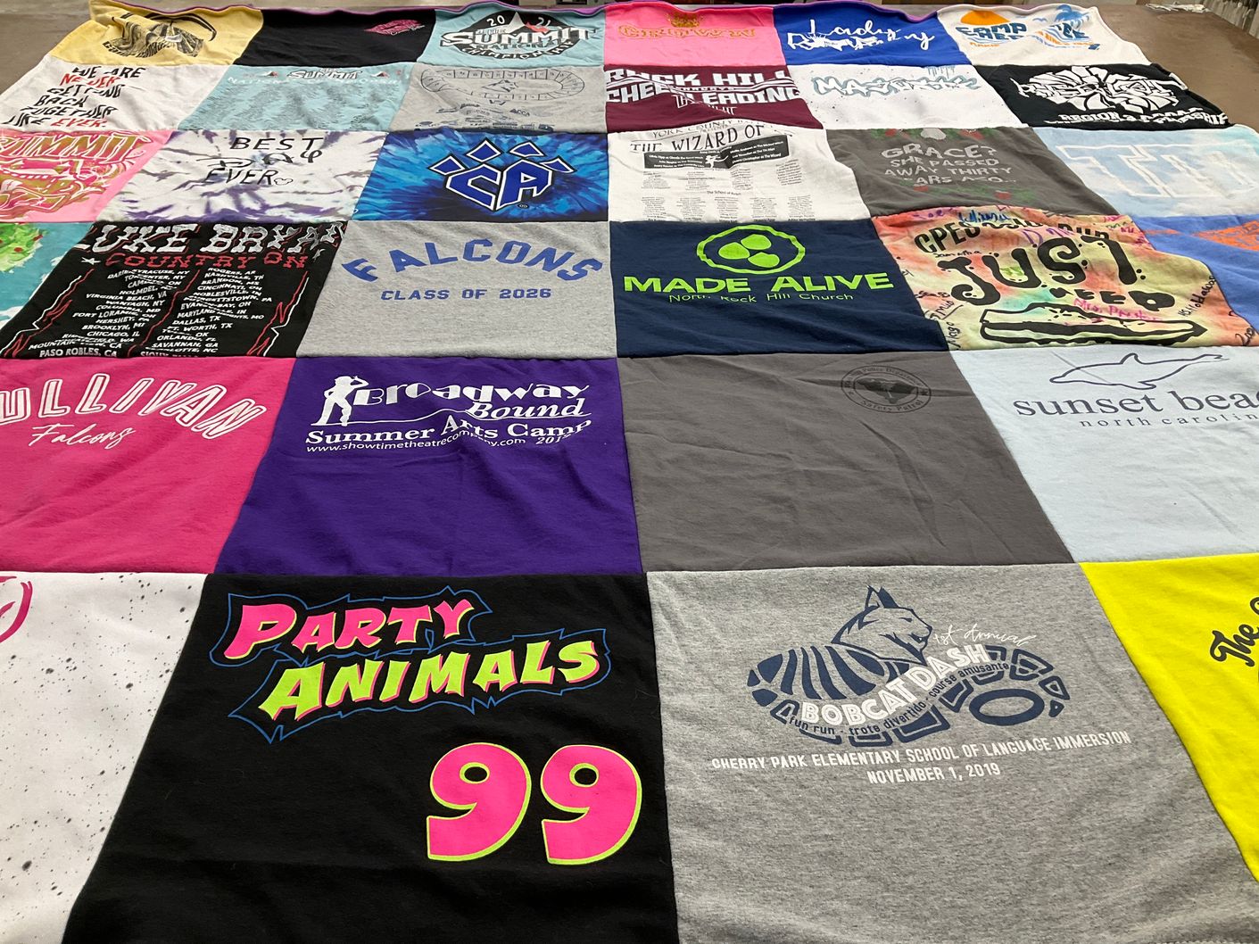 T-shirt quilt featuring sullivan falcons by Kristi from SC