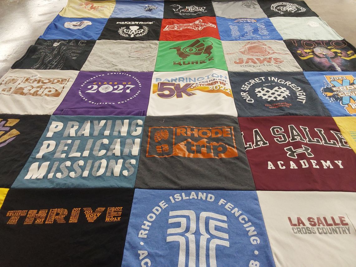 T-shirt quilt featuring rhode island fencing, la salle cross country by Melissa from MA