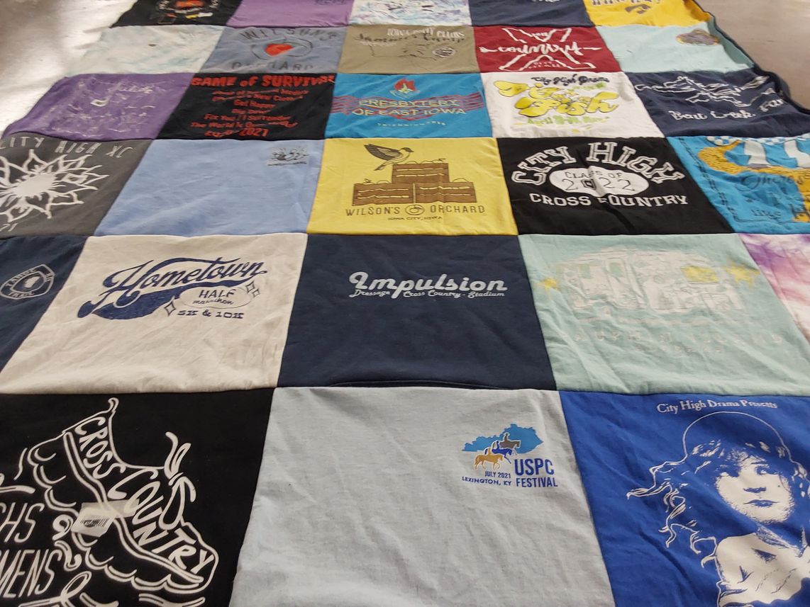 T-shirt quilt featuring city high school cross country by Andrew from IA