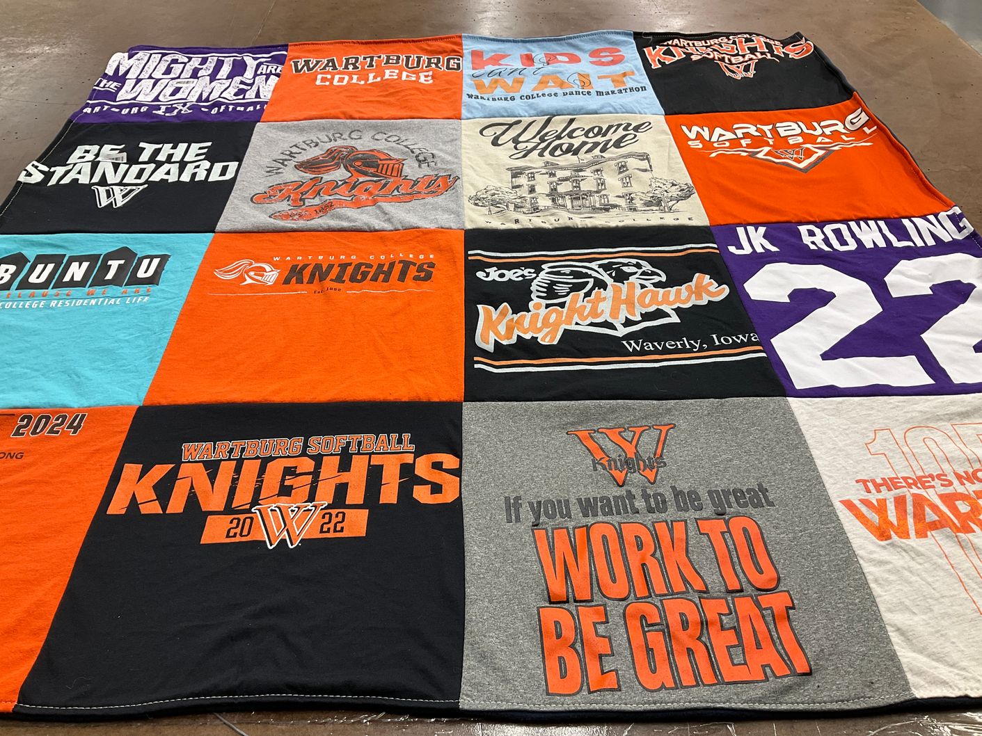 T-shirt quilt featuring wartburg knights by Rebecca  from GA