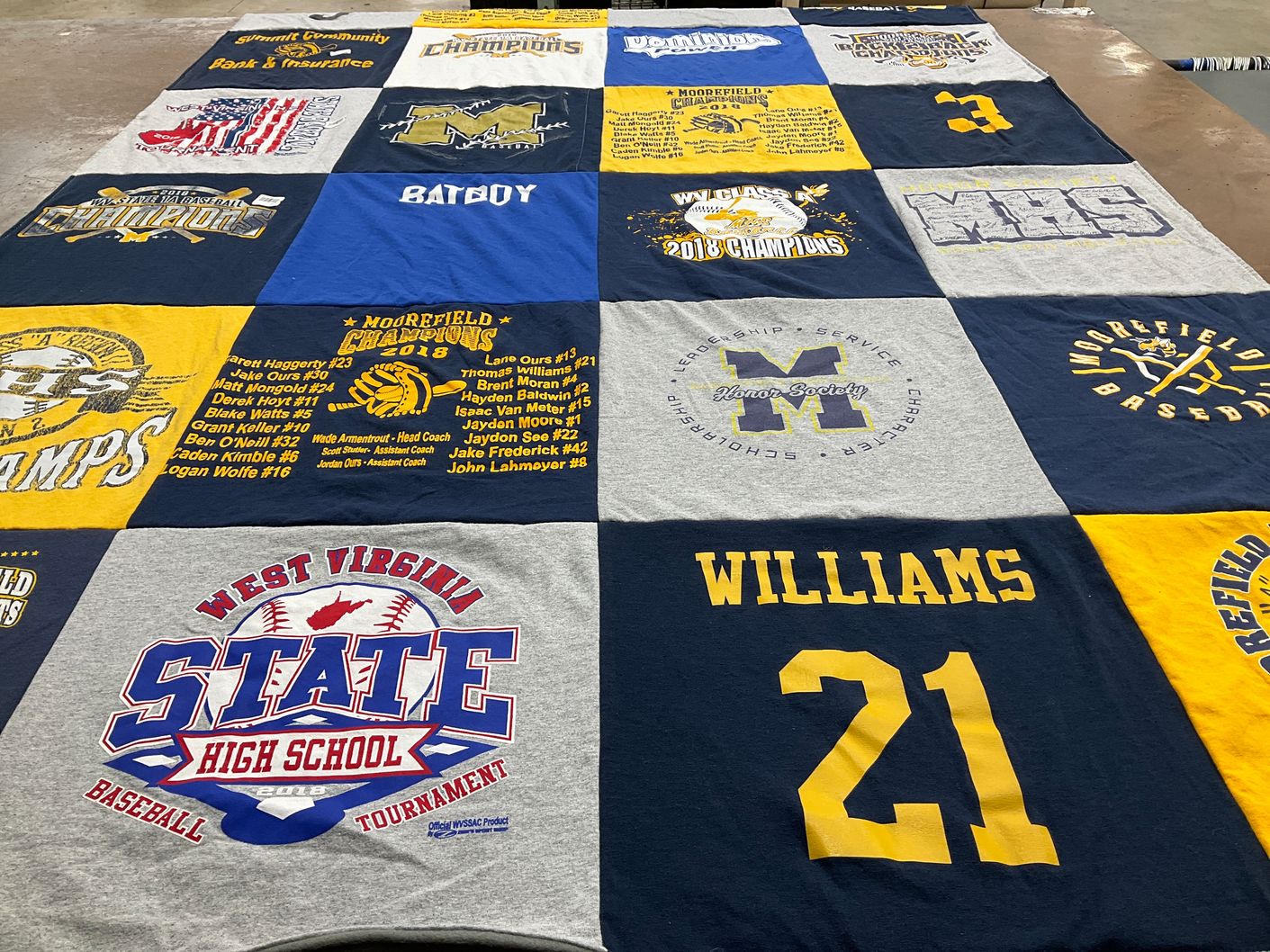 T-shirt quilt featuring moorefield baseball by Holly from WV