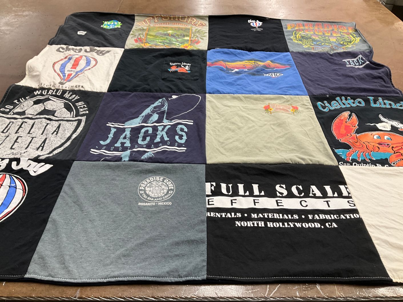 T-shirt quilt with surfing, beach themes by JORDAN from CA