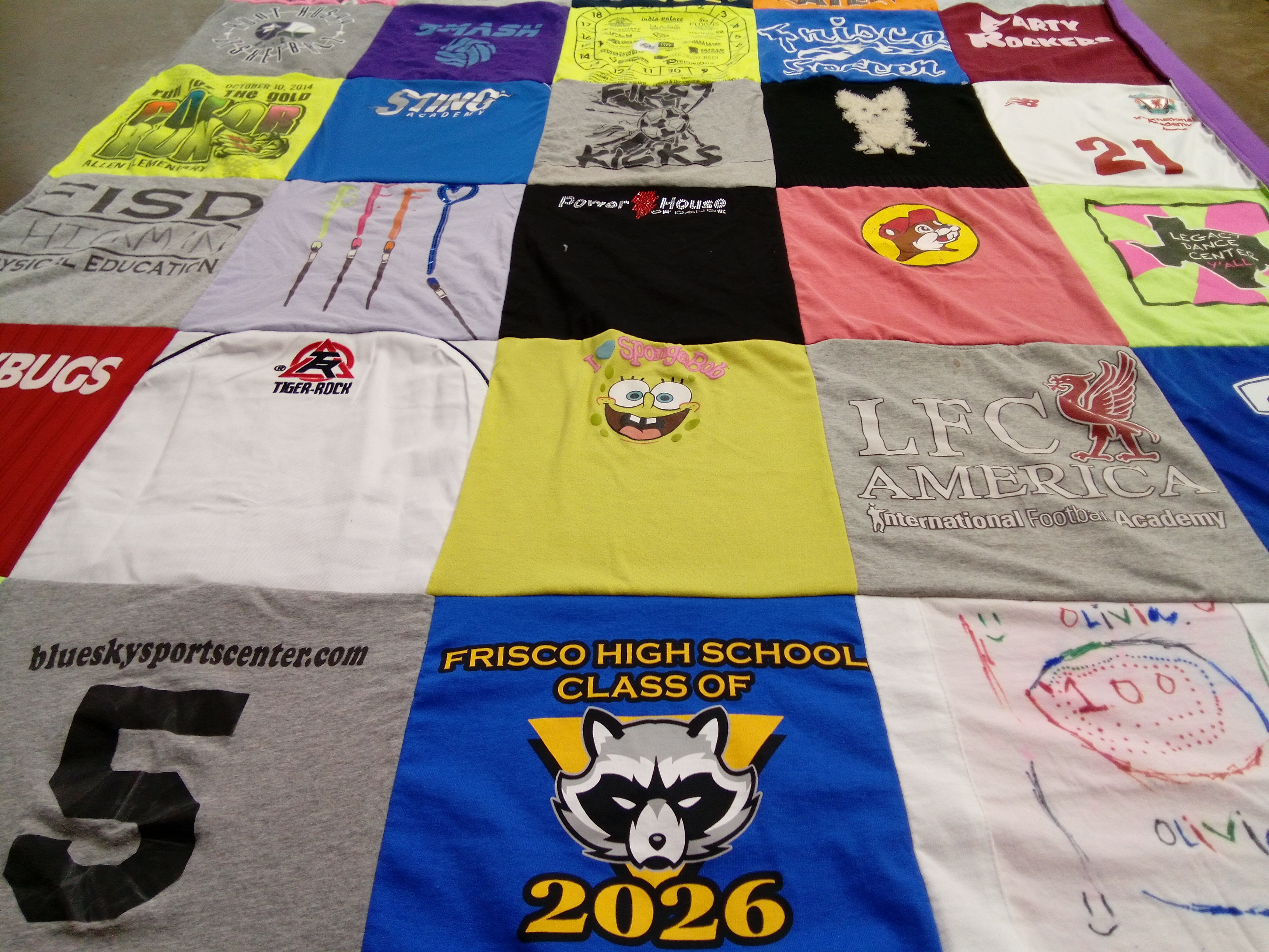 T-shirt quilt from frisco high school by Julie  from TX