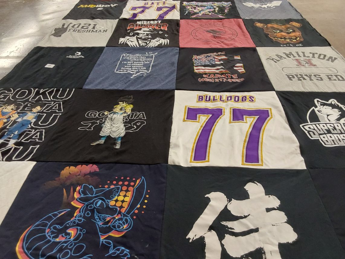 T-shirt quilt featuring bulldogs by Krystina from AZ