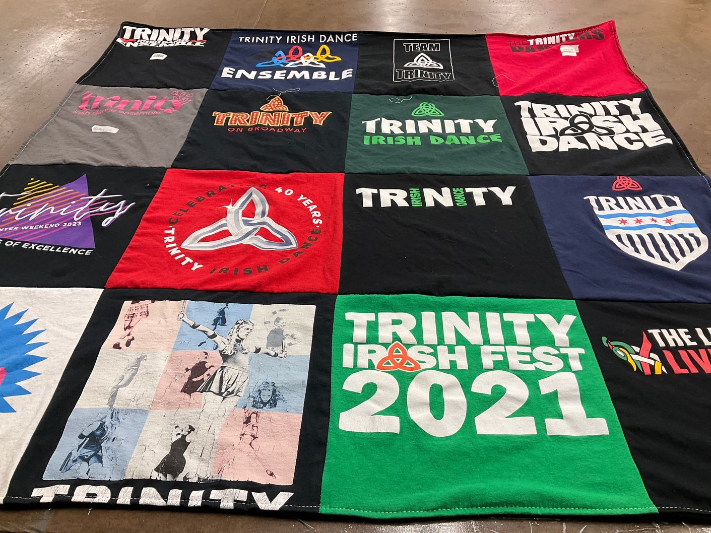 T-shirt quilt from trinity university by Jenny from WI