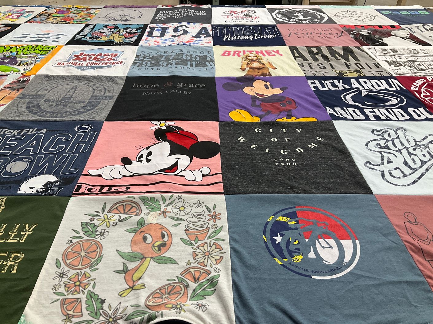 T-shirt quilt from penn state university, clemson university by Christina from PA