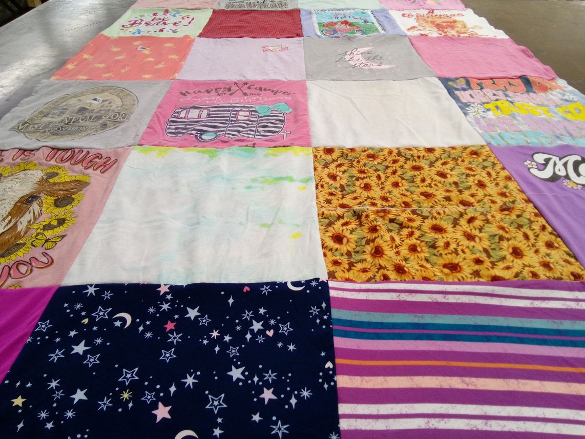 T-shirt quilt with camping, nature themes by LIsa from NC