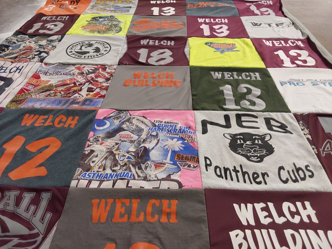 T-shirt quilt from north eastern bullett school by Amy from PA