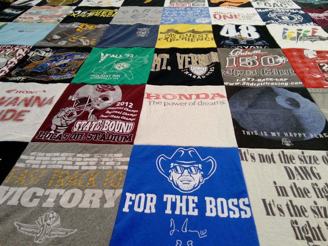 T-shirt quilt from st. vernon's university by Eric from IN