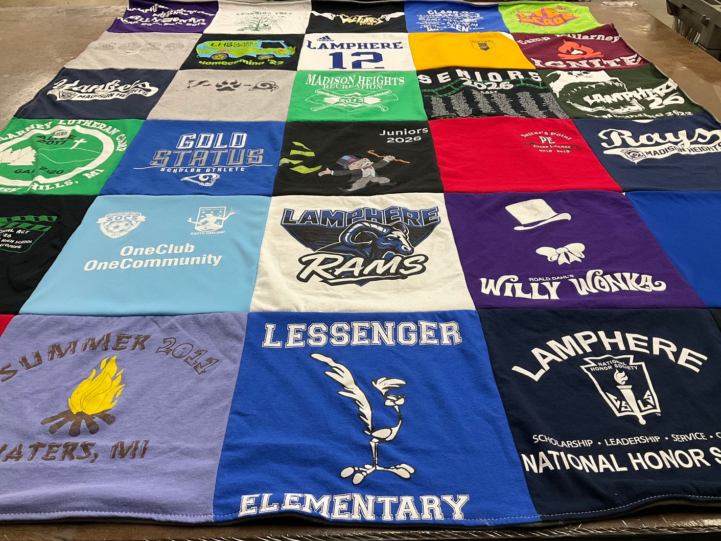 T-shirt quilt featuring lamphere rams by Rebecca from MI