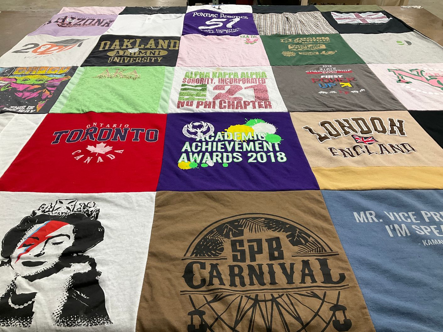T-shirt quilt from oakland university by Shalom from MI